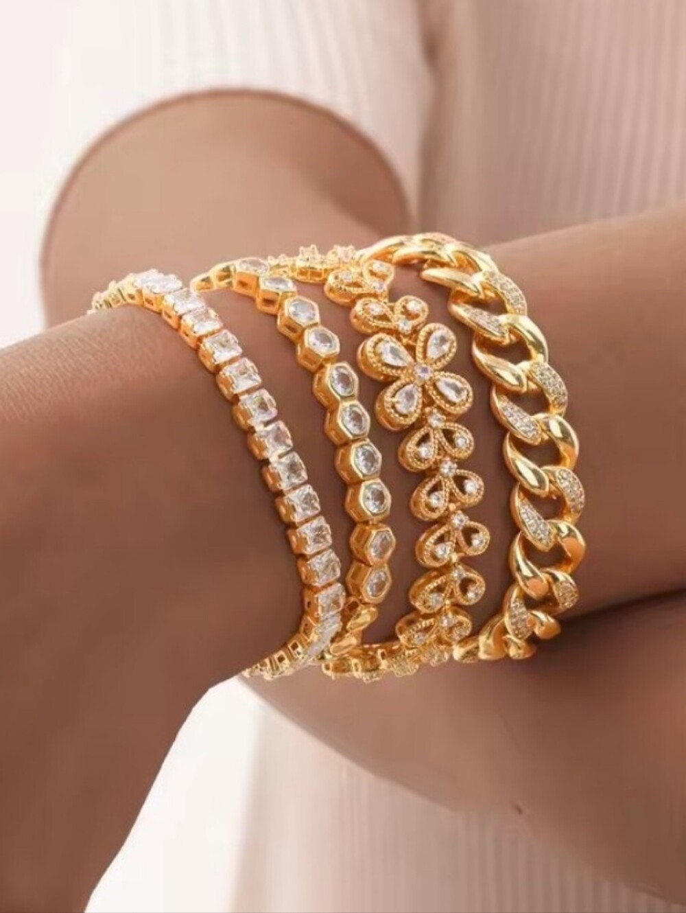 18K Gold Plated Cubic Zirconia Tennis Bracelet